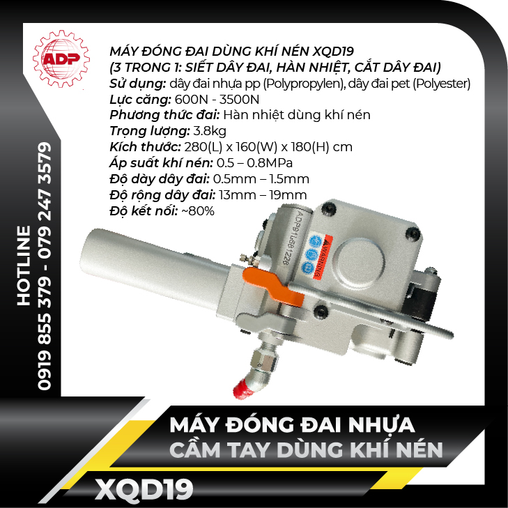 Máy đóng đai nhựa cầm tay dùng khí nén xqd 19