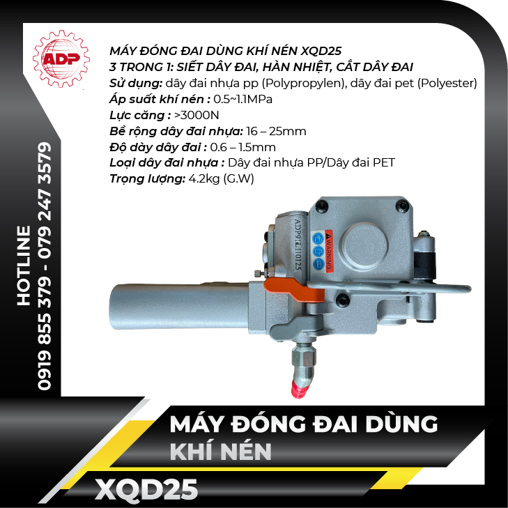Máy đóng đai nhựa cầm tay dùng khí nén xqd 25